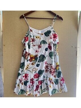 Vintage Y2K Xhilaration Floral Ruffle Mini Dress Boho Summer Slip Dress S